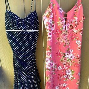 Pair of Cute Strappy Cocktail dresses: Polka Dot and Floral